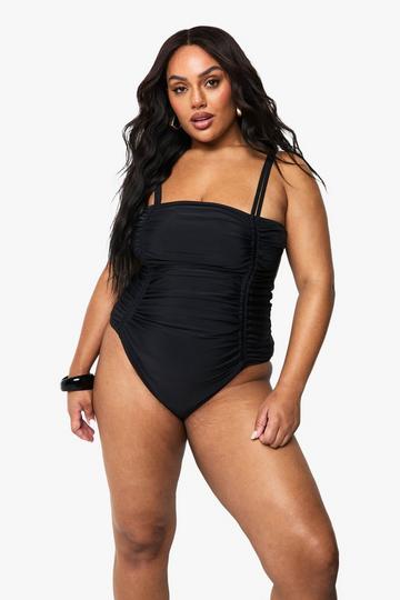 Plus Tummy Control Ruched Side Swimsuit black