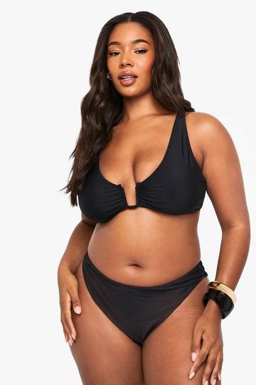 Plus Wide Strap Trim Bikini Top black