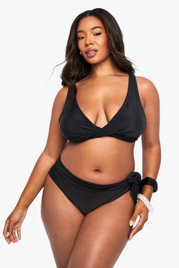 Plus Tummy Control Tie Bikini Bottoms black