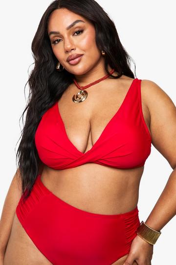 Plus Wrap Bikini Top red