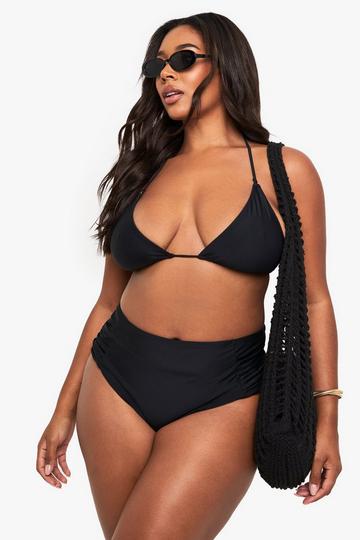 Plus Tummy Control Bikini Bottoms black