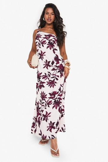 Ivory White Palm Print One Shoulder Maxi Dress