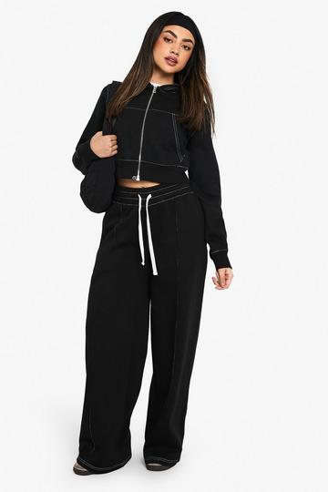 Joggingbroek Met Contrasterende Stiksels En Rechte Pijpen black