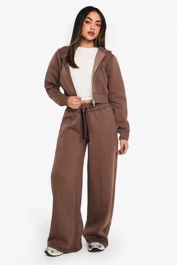 Joggingbroek Met Contrasterende Stiksels En Rechte Pijpen mocha