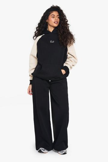 Contrast Drawcord Wide leg jogger black