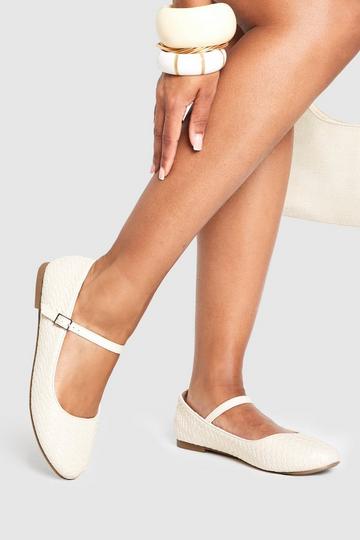 Geweven Mary Jane Ballerina Schoenen ecru