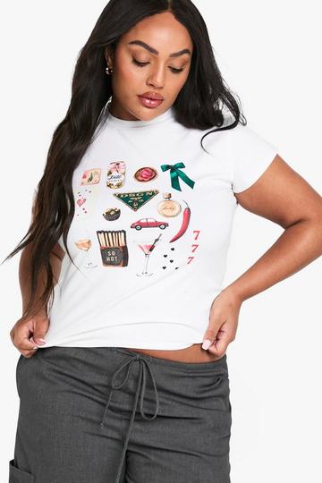 Plus Mixed Graphic Baby T-Shirt white