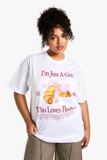 Plus Oversized Im Just A Girl T-Shirt white