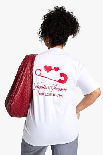 Plus Oversized Hopeless Romantic T-Shirt white