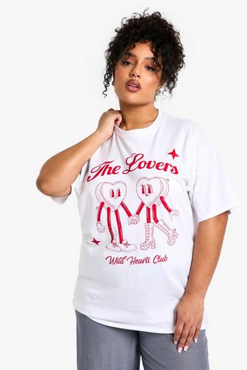 Plus Oversized Lovers Hangslot T-Shirt white