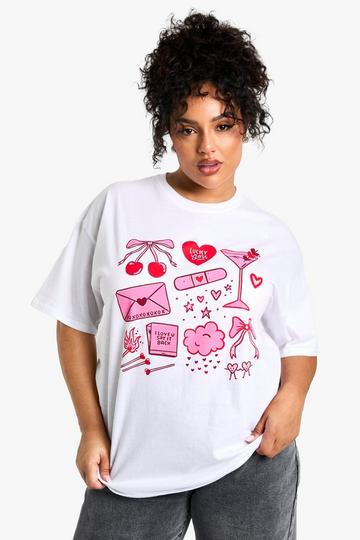 Plus Oversized Girly T-Shirt white