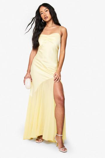 Satin And Chiffon Mix Maxi Dress lemon