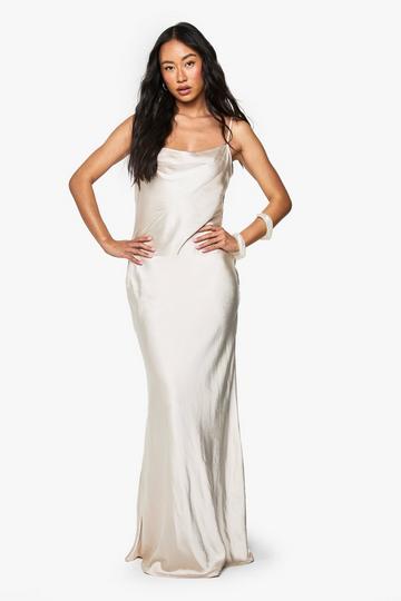 Satin Cowl Neck Maxi Dress champagne