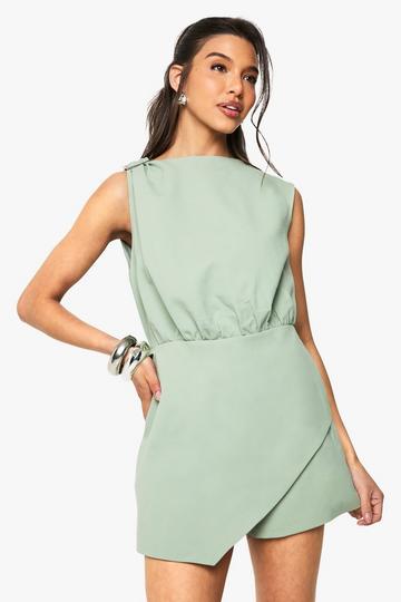 Tailored Wrap Front Playsuit sage