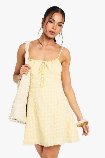 Textured Gingham Mini Cami Dress lemon