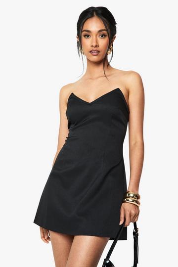 Boned Structured Mini Dress black