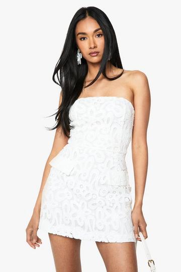 Premium Lace Bandeau Mini Dress ivory