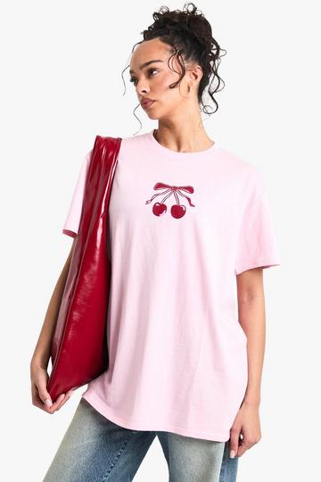 Cherry Bow T-shirt baby pink