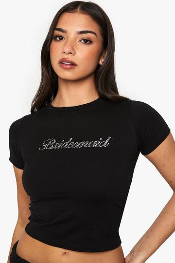 Bridesmaid Diamante Baby Tee black