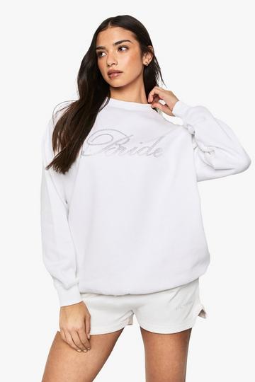 Bride Diamante Sweatshirt white