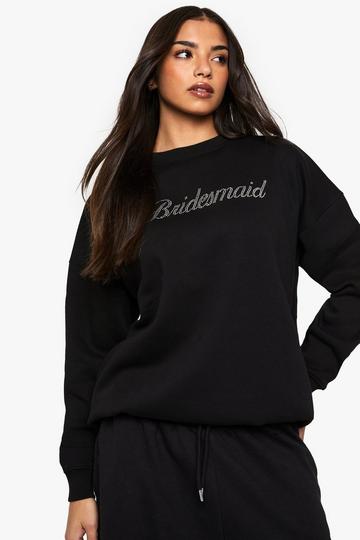 Bridesmaid Diamante Sweatshirt black