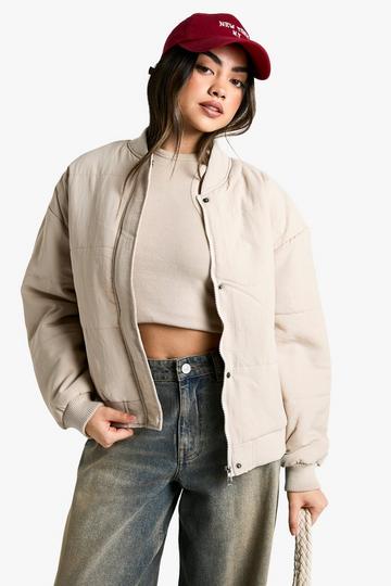 Crinkle Bomber Jacket stone