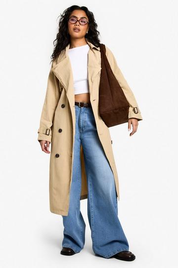 Stone Beige Maxi Belted Trench Coat