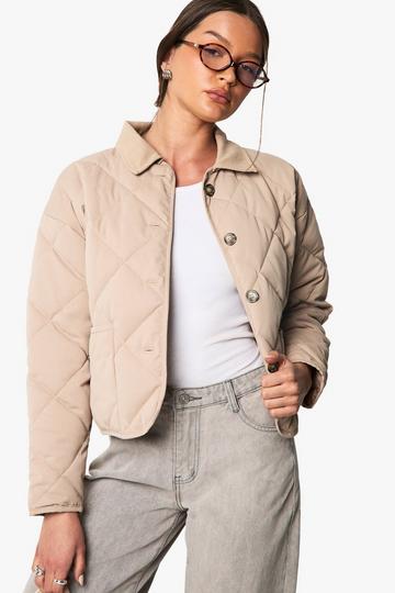 Quilted Button Detail Jacket stone