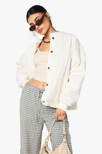 Quilted Bomber Jacket ecru