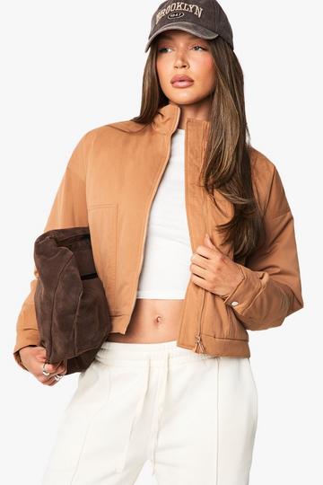 Funnel Neck Bomber Jacket camel