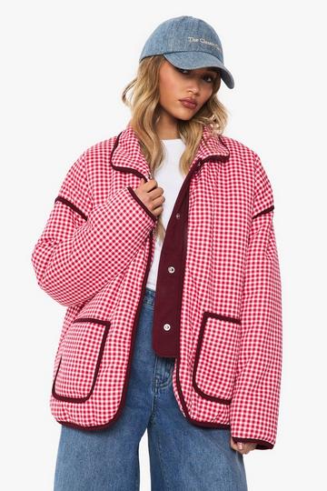 Red Printed Oversized Jacket