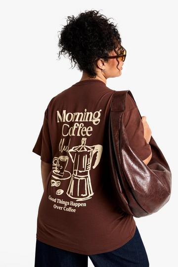 Plus Oversized Morning Coffee T-Shirt brown