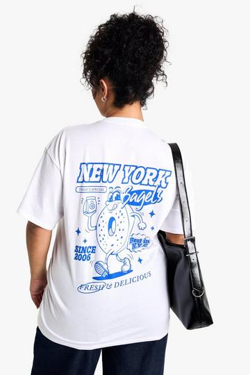 Plus Oversized New York Bagel T-Shirt white