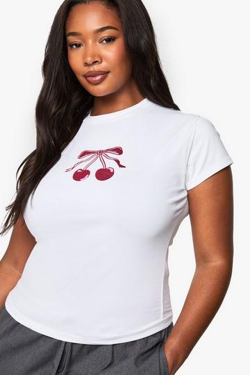 Plus Getailleerde Kersen Top white