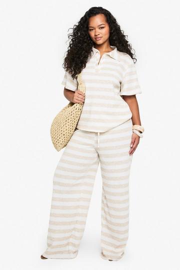 Plus Super Oversized Wide Leg Broek Met Touwtjes stone