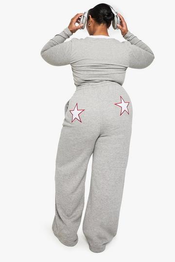 PLUS STAR ICON WIDE LEG JOGGER grey marl