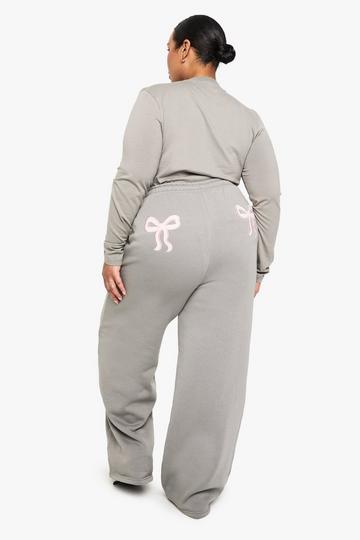 Plus Wide Leg Joggingbroek Met Strik slate