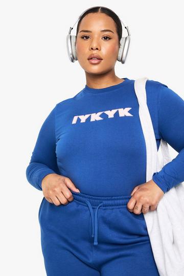 Plus Getailleerde Iykyk Top Met Lange Mouwen blue