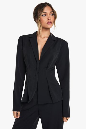 Cinched Wrap Over Blazer black