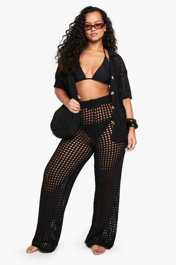 Plus Beach Knit Wide Leg Trouser black