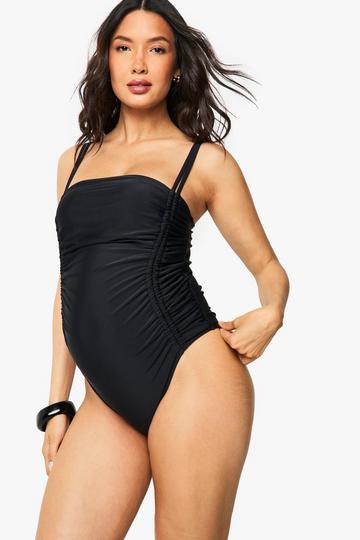 Maternity Tummy Control Ruched Side Swimsuit black