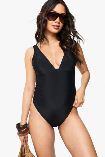 Maternity Tummy Control Plunge Swimsuit black