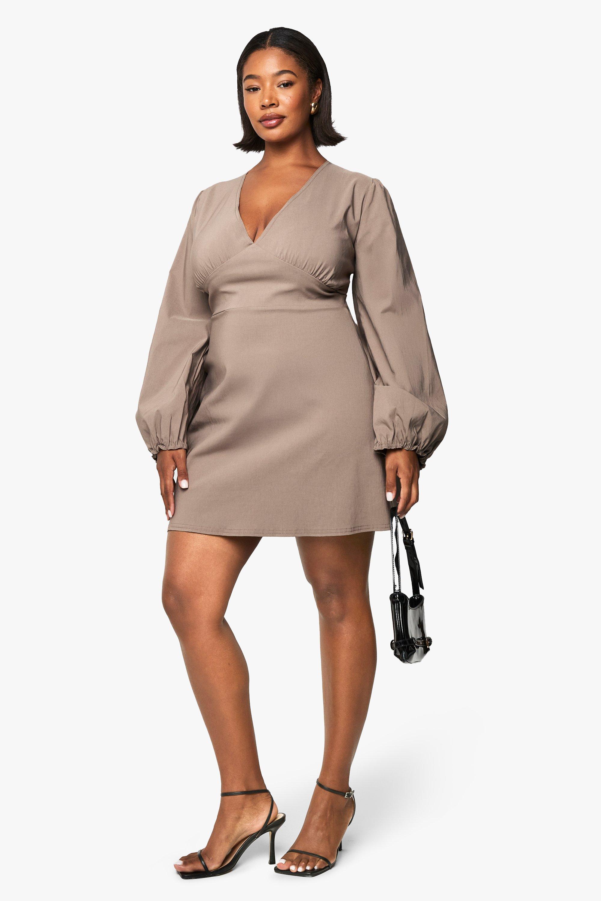 Plus Ruched Blouson Sleeve Shift Dress | boohoo USA Plus Ruched Blouson Sleeve Shift Dress | boohoo USA