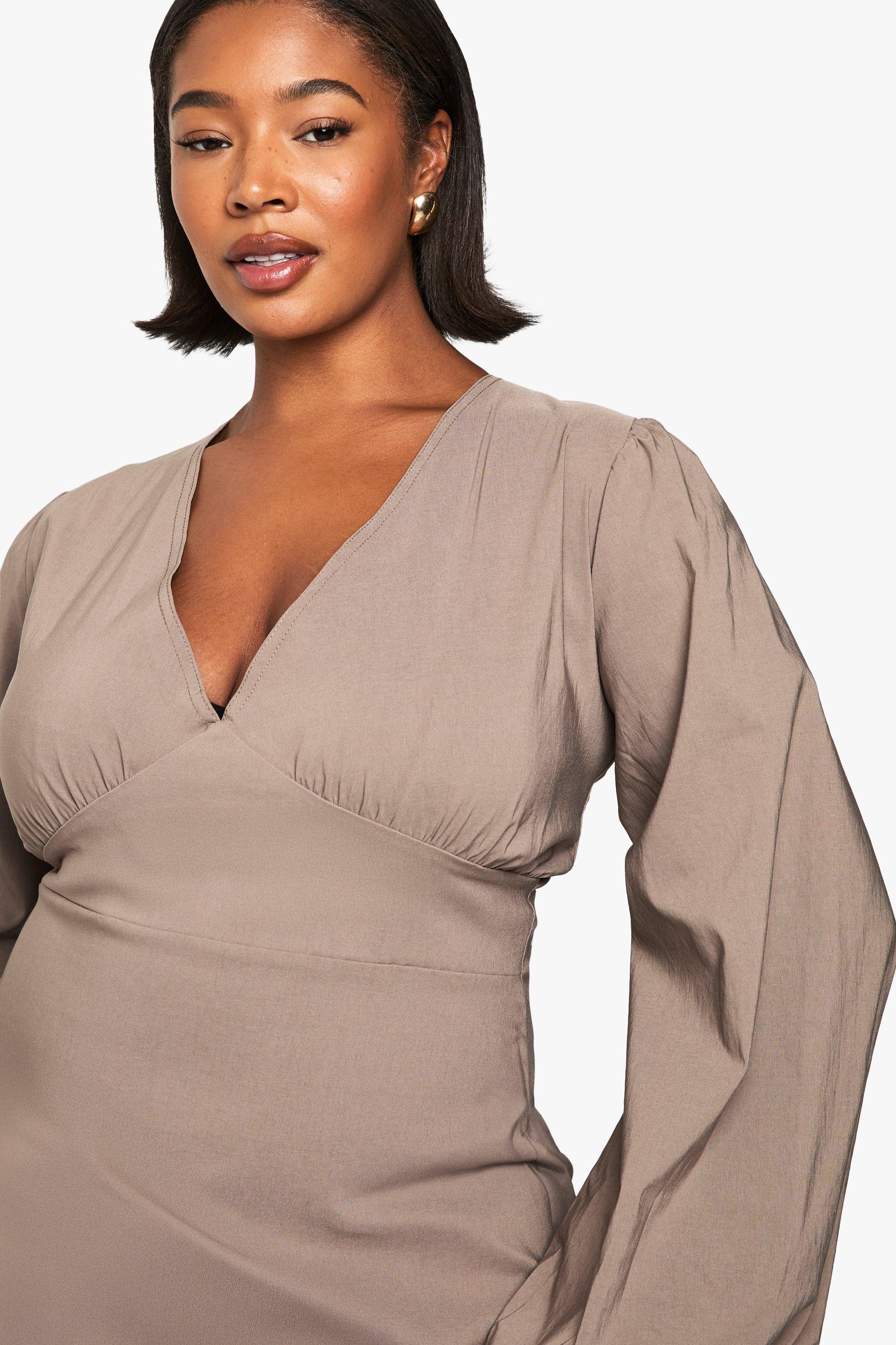Plus Ruched Blouson Sleeve Shift Dress | boohoo USA Plus Ruched Blouson Sleeve Shift Dress | boohoo USA