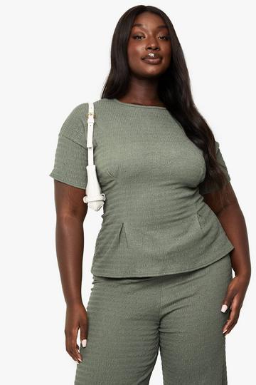 Plus Cinched Waist Top khaki