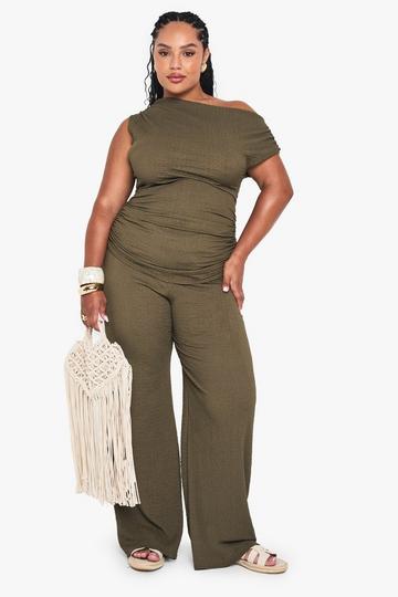 Khaki Plus Tie Waist Trouser