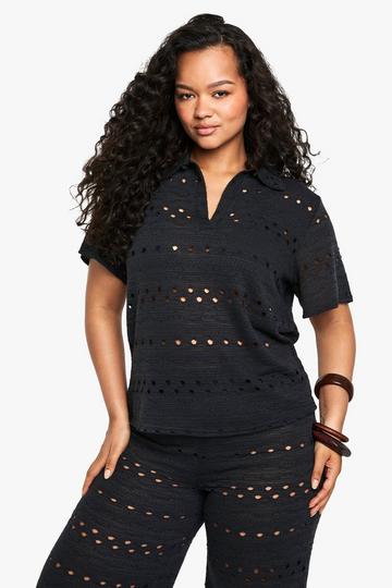 Plus Boxy Strand Blouse black