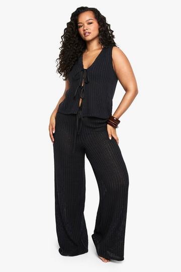 Plus Beach Wide Leg Beach Trousers black