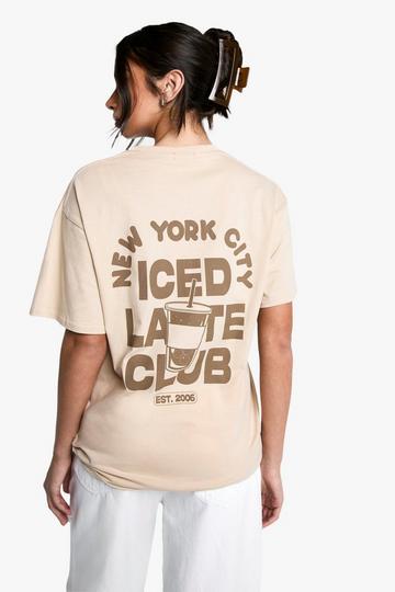 Oversized Iced Latte T-Shirt Met Print sand