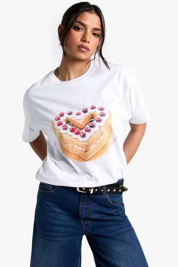 Oversized Cherry Cake T-Shirt white